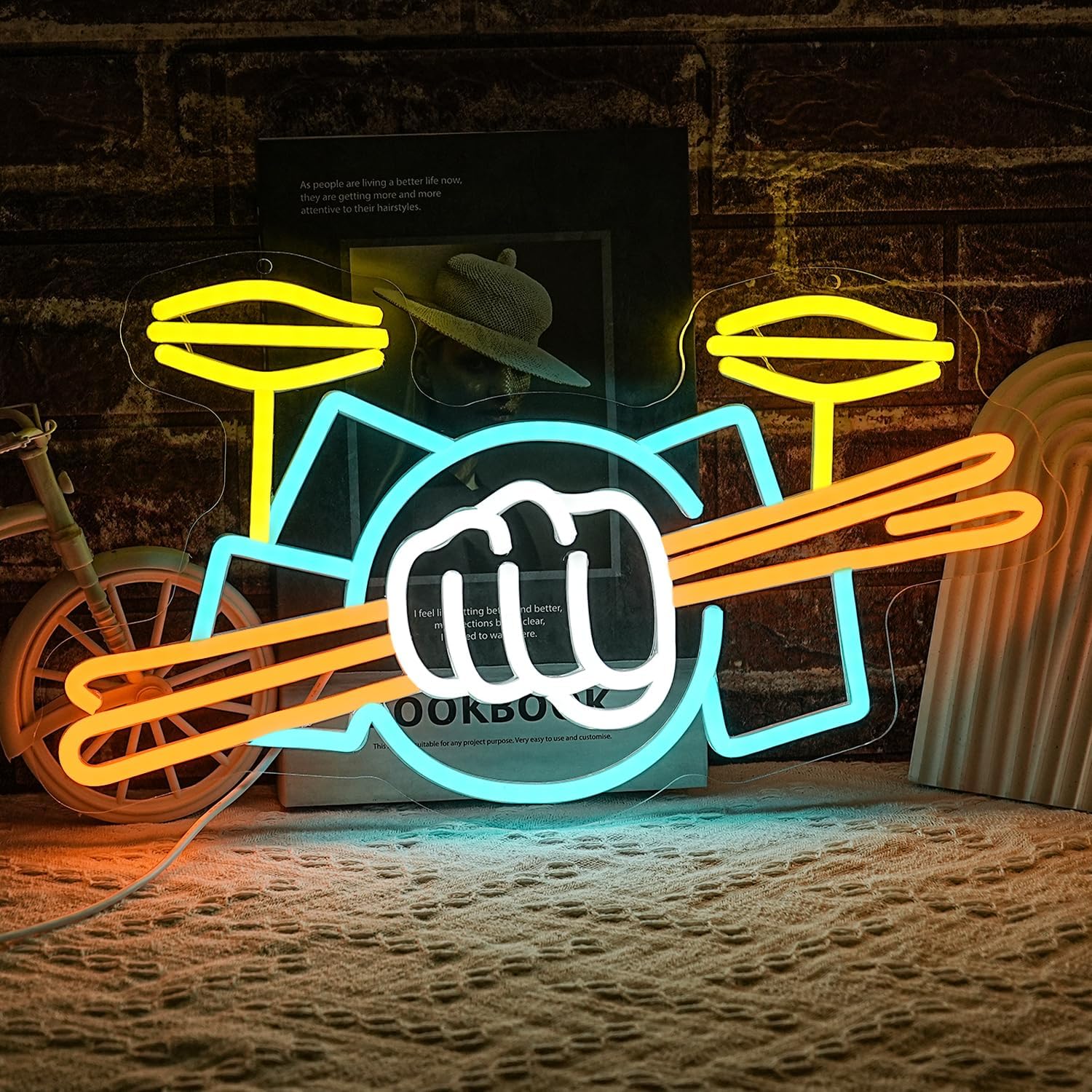 Photography Lighting Led - Neonowy Znak Zestawu Perkusyjnego Zasilany USB